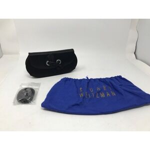 Stuart Weitzman Black Leather Bow Clutch Evening Bag with Dustbag